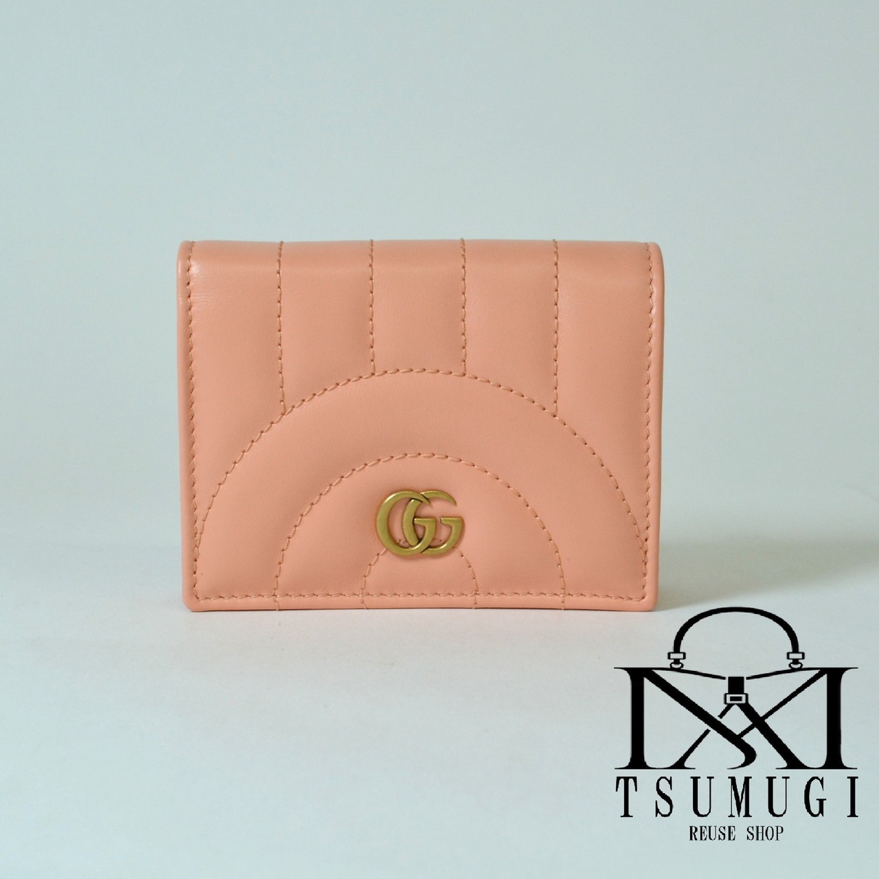 Gucci グッチ GGマーモント 466492 レザー コンパクトウォレット サーモンピンク