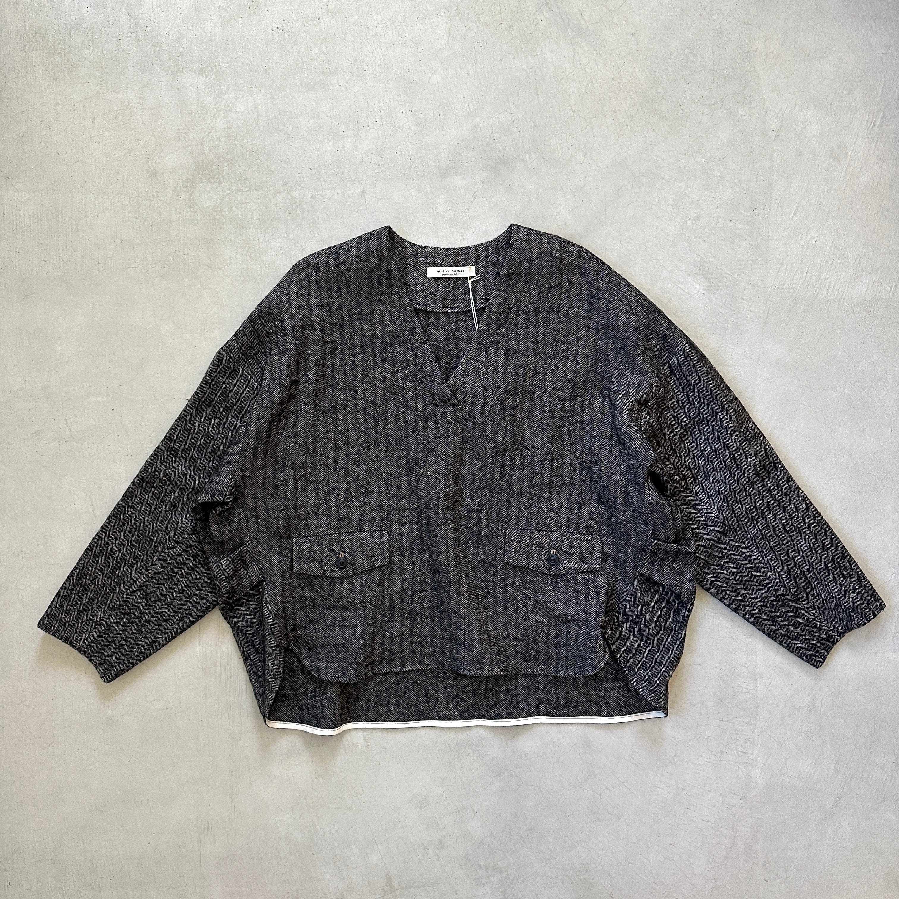 ■アトリエナルセ atelier naruse 　小花柄刺繍ストール　ショールマフラーライトグレーフラワーレディース0519【02F91】 アトリエナルセ ⁄ atelier naruse リネン ウール スモック ブラウス