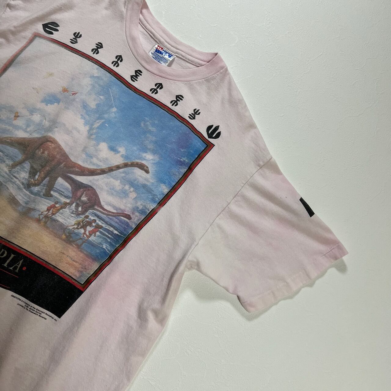90s アメリカ製 ヘインズ ヴィンテージ DINOSAURIA Tシャツ 90s USA Hanes DINOTOPIA シングルステッチ アニマル 恐竜 Tシャツ