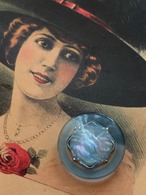 23mm Japanese ヴィンテージボタン オーロラブルー シルバー アクセサリーパーツ デコレーション材