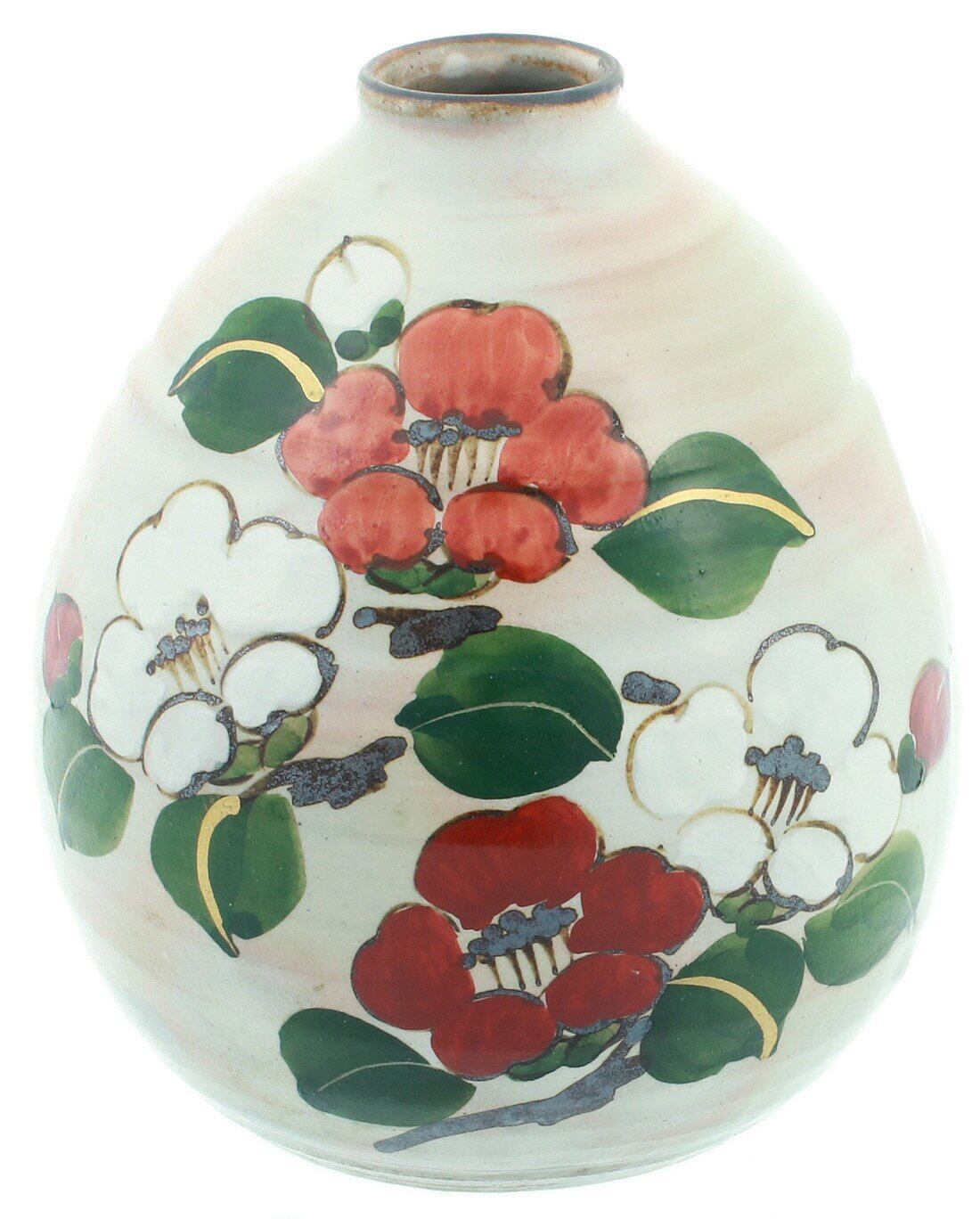 オールド香蘭社　レア陶印ロゴ金線　木蓮紋染付赤瑠璃金彩花瓶・飾り壺 オールド香蘭社 レア陶印ロゴ金線 木蓮紋染付赤瑠璃金彩花瓶・飾り壺