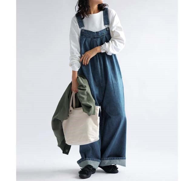 オーバーオール サロペット ワイドパンツ カジュアル ワイド