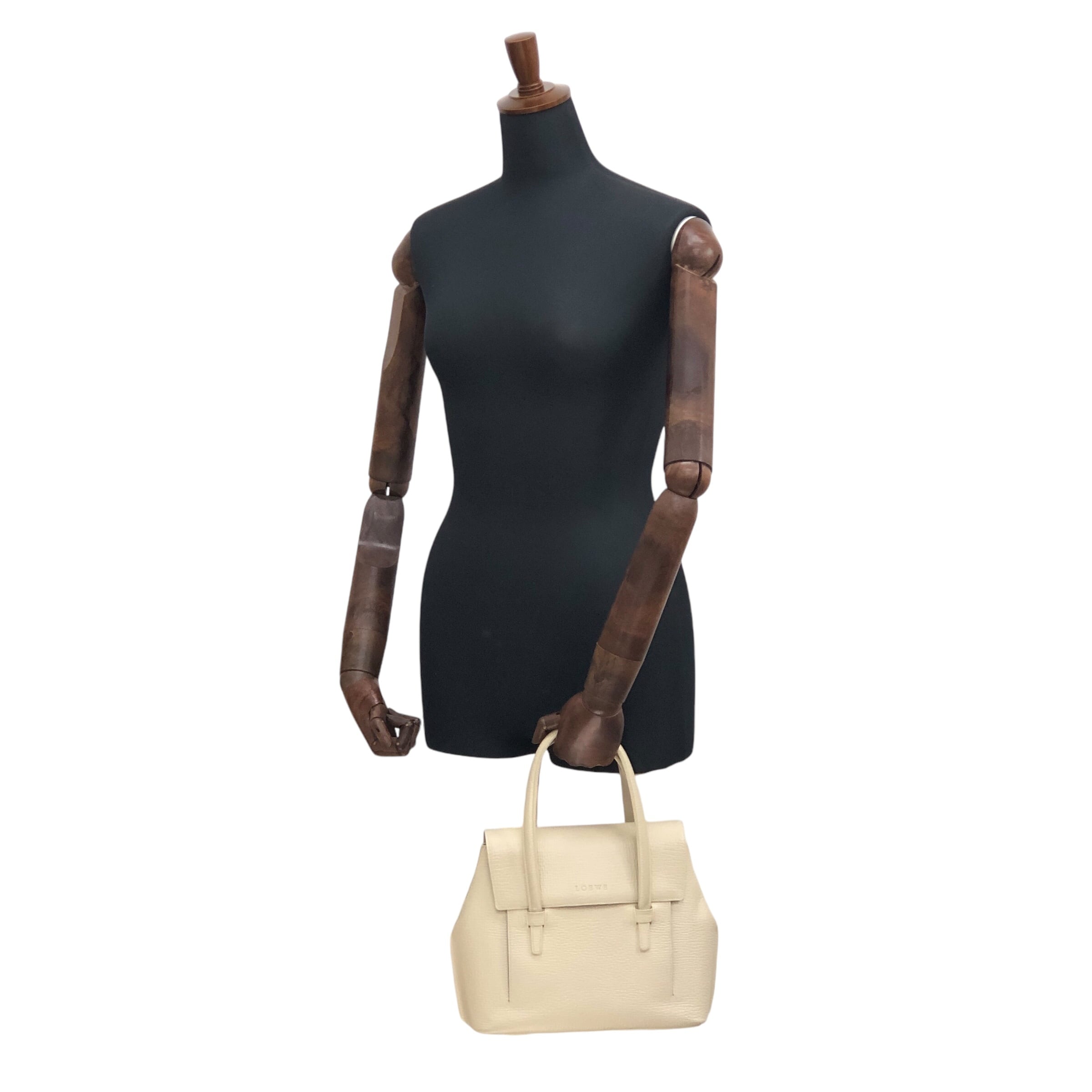 LOEWE ロエベ ハンドバッグ ホワイト ロゴ レザー vintage