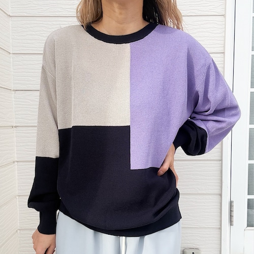 ブロッキングカラーニット