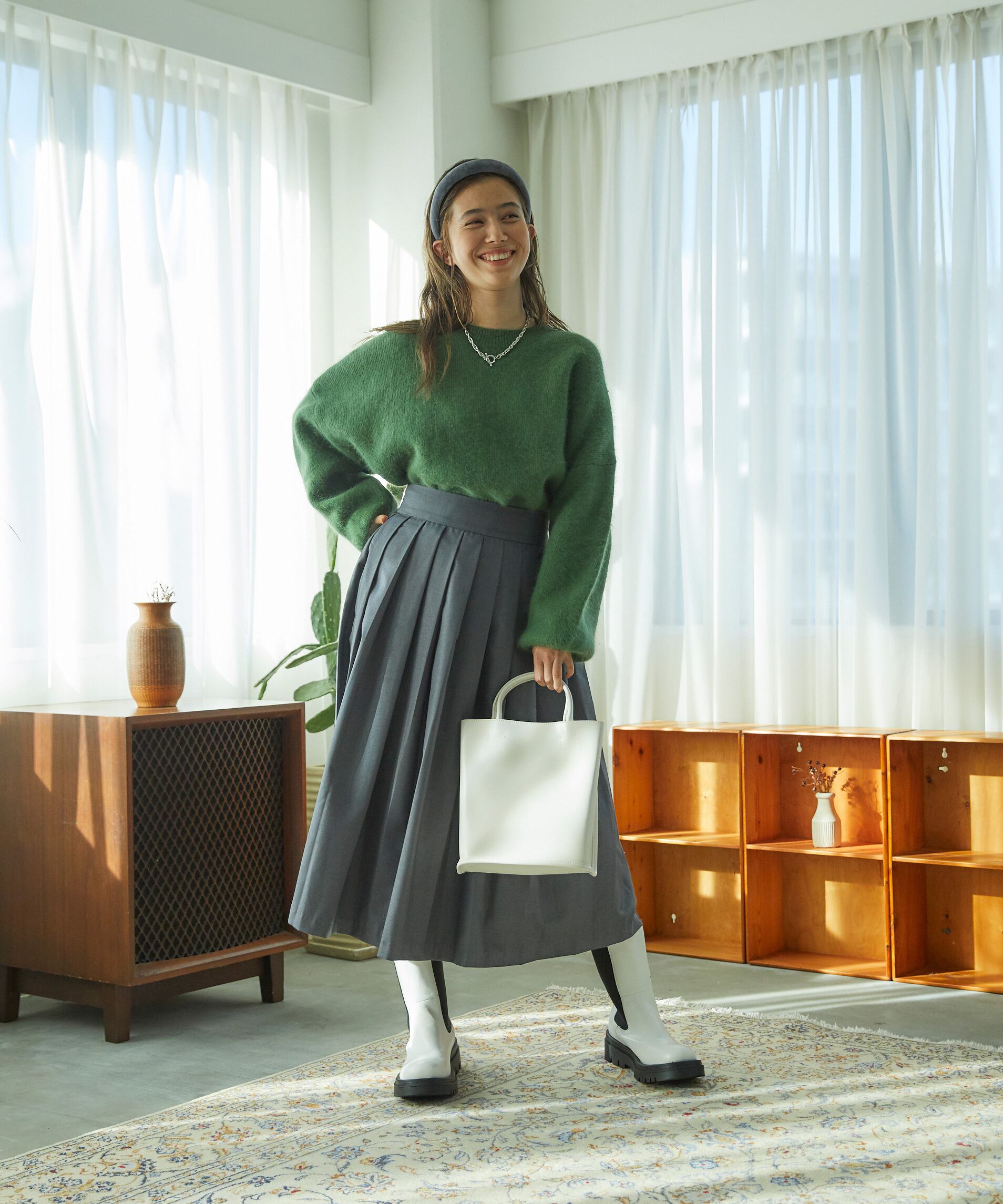 ハイウエストタックプリーツスカート Wn002 Poet