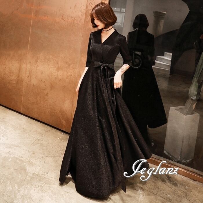 美ライン パーティ リトル ブラック ドレス シャイニー 共ベルト(MB103)ζ