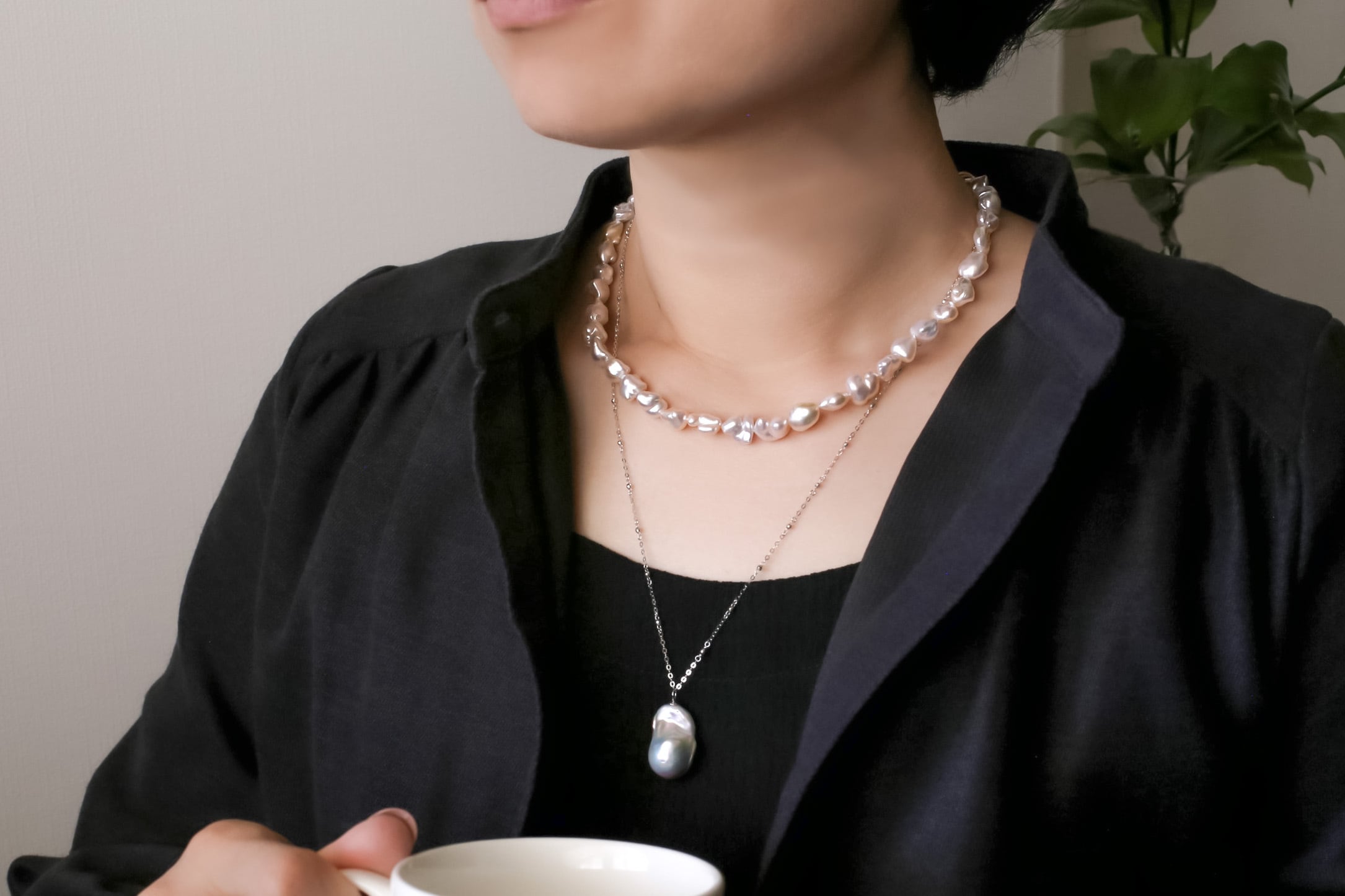 K18/14WG バロックパール(淡水真珠)ペンダントネックレス60cm | rizjewelry