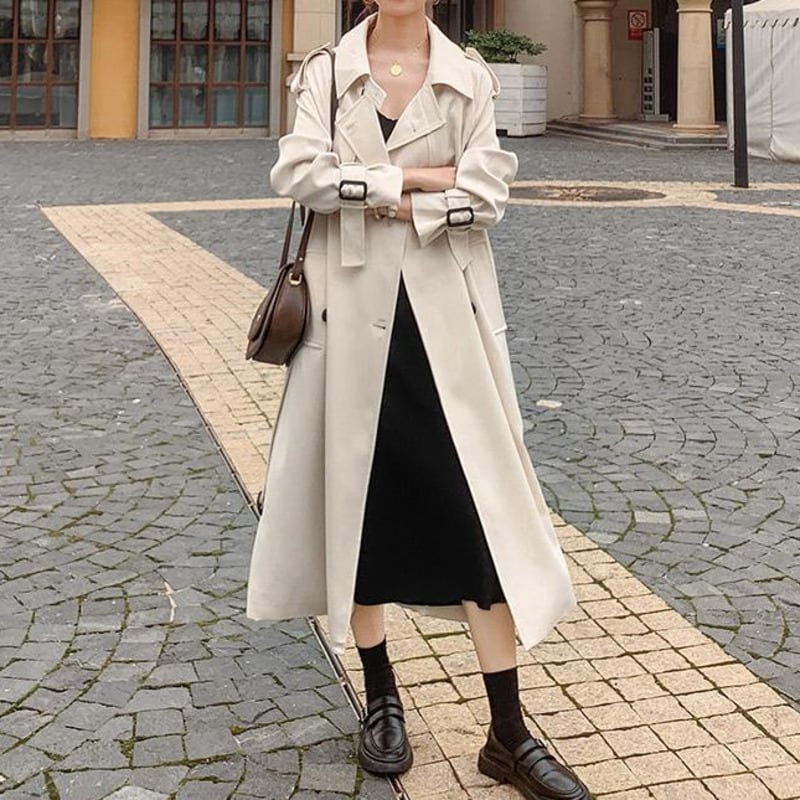 ウーレンコート女性の秋と冬の英国スタイル、長くて小さい、高くて薄い厚い 