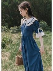 【0026】Big collar Ruffle Lace Short Sleeve Dress