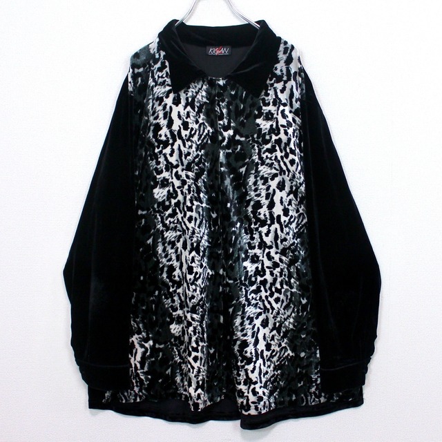 【Caka act2】Gradation Leopard Pattern Vintage Loose Shirt