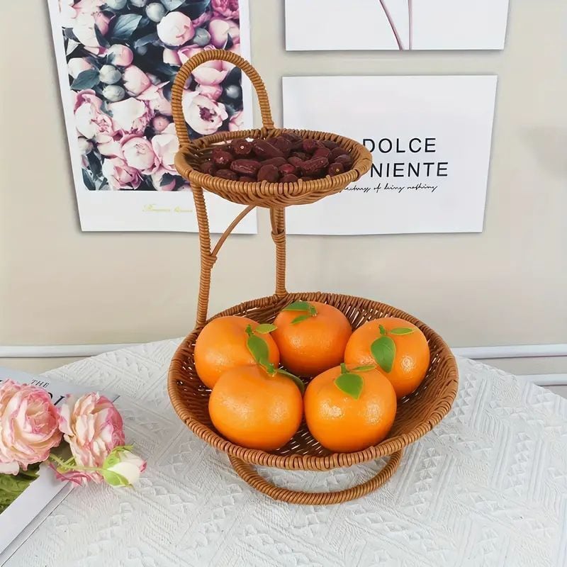 籐バスケット丸型 小 籐製円形バスケット 編み込みデザイン