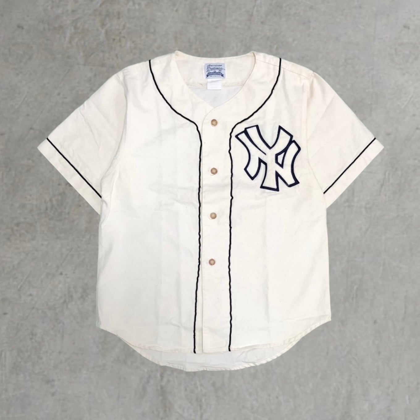 90s USA製　コットン100%　ニューヨークヤンキース　ベースボールシャツ