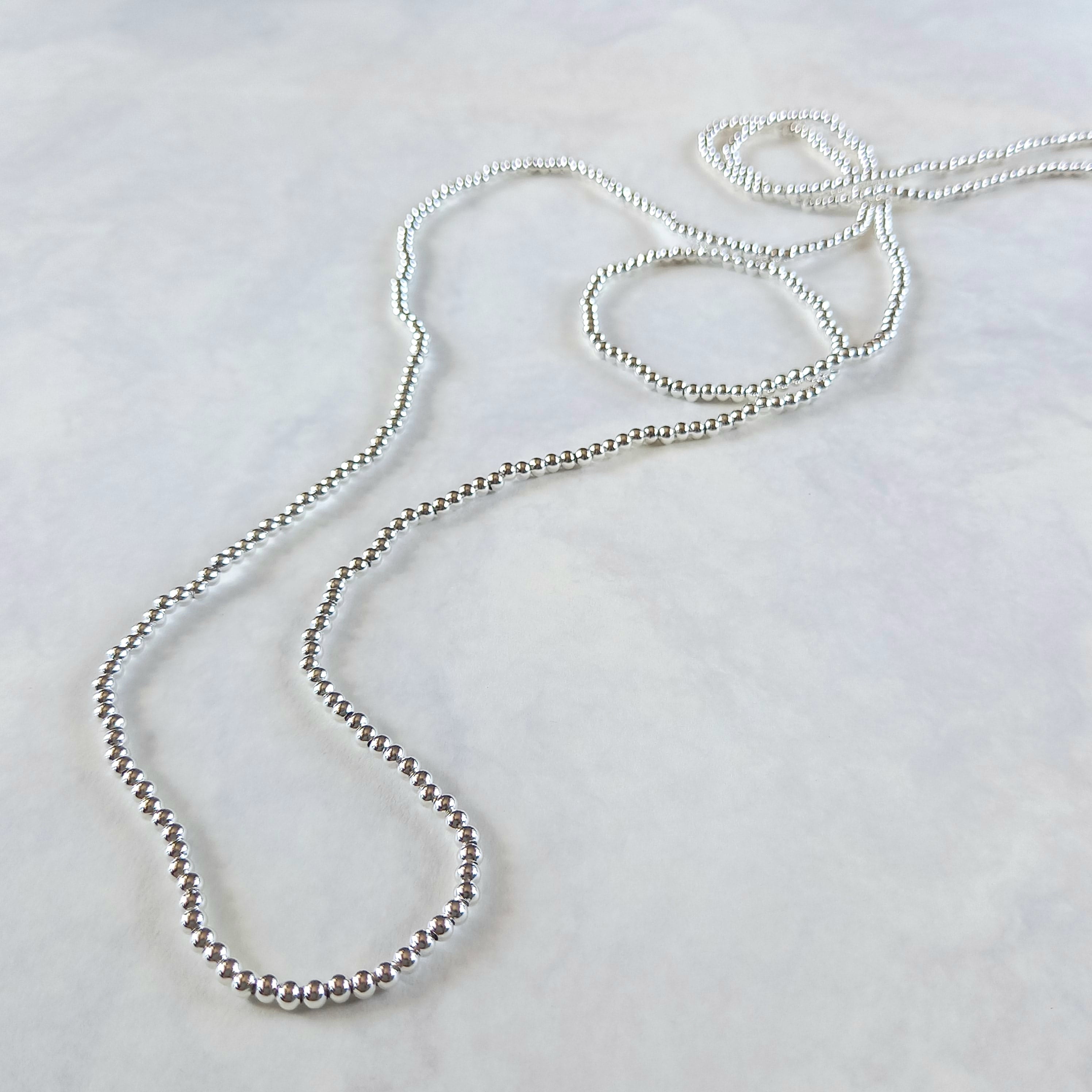 ナバホパールスタイル EXロング(120cm)・ボールチェーンネックレス