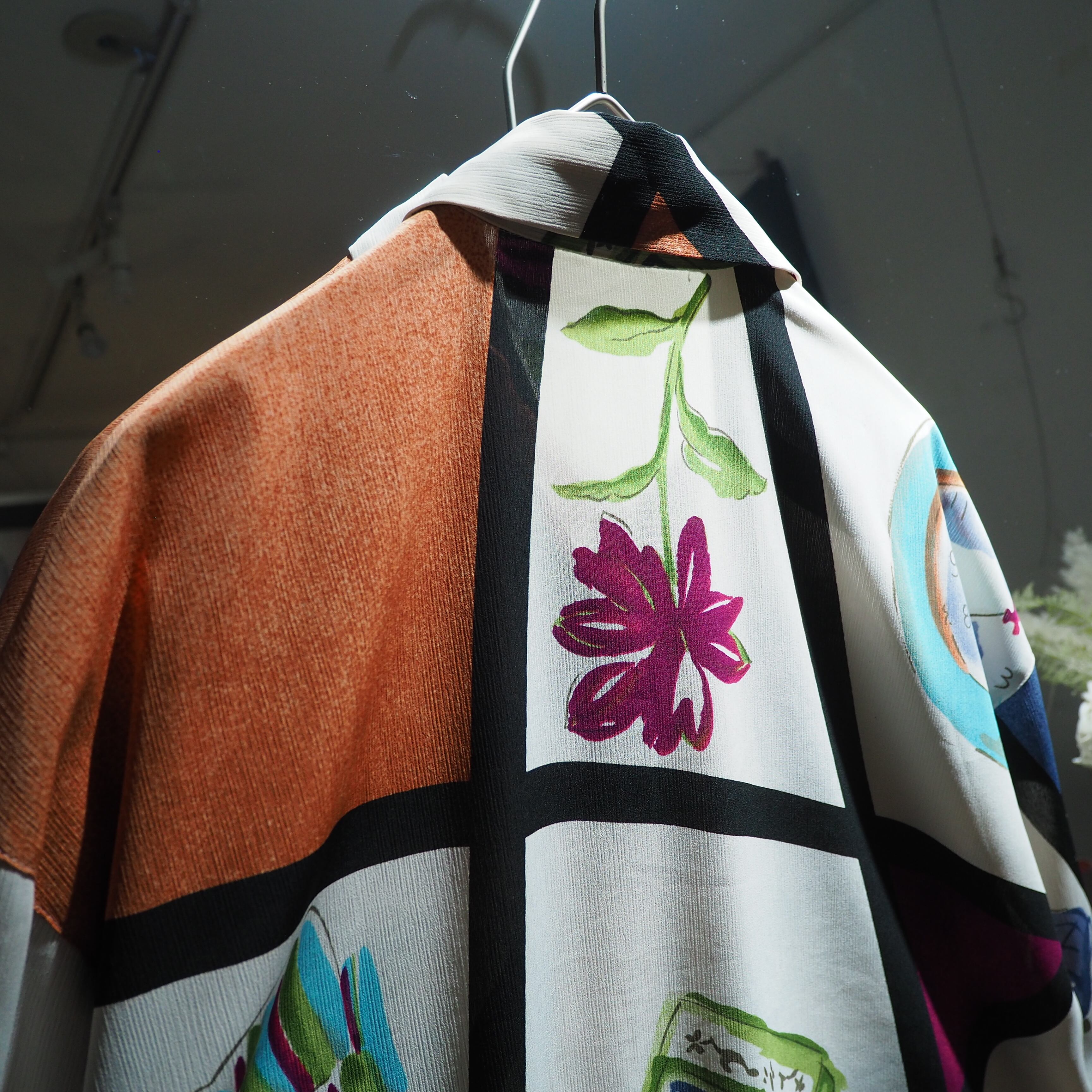 1990s Modern retro art painted vintage Drape shirt