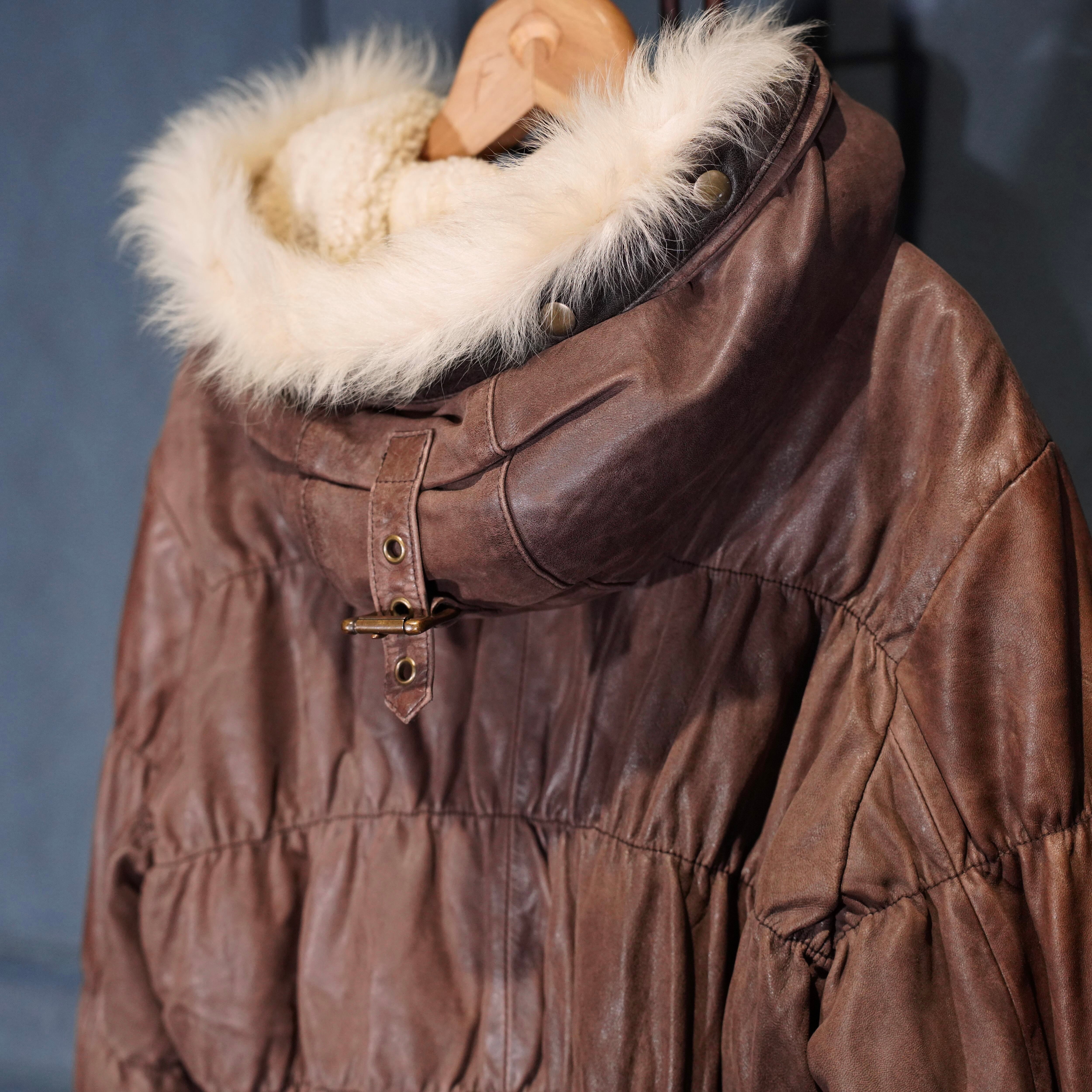 UGG AUSTRALIA FUR LEATHER HOODIE ZIP UP BLOUSON/アグオーストラリア