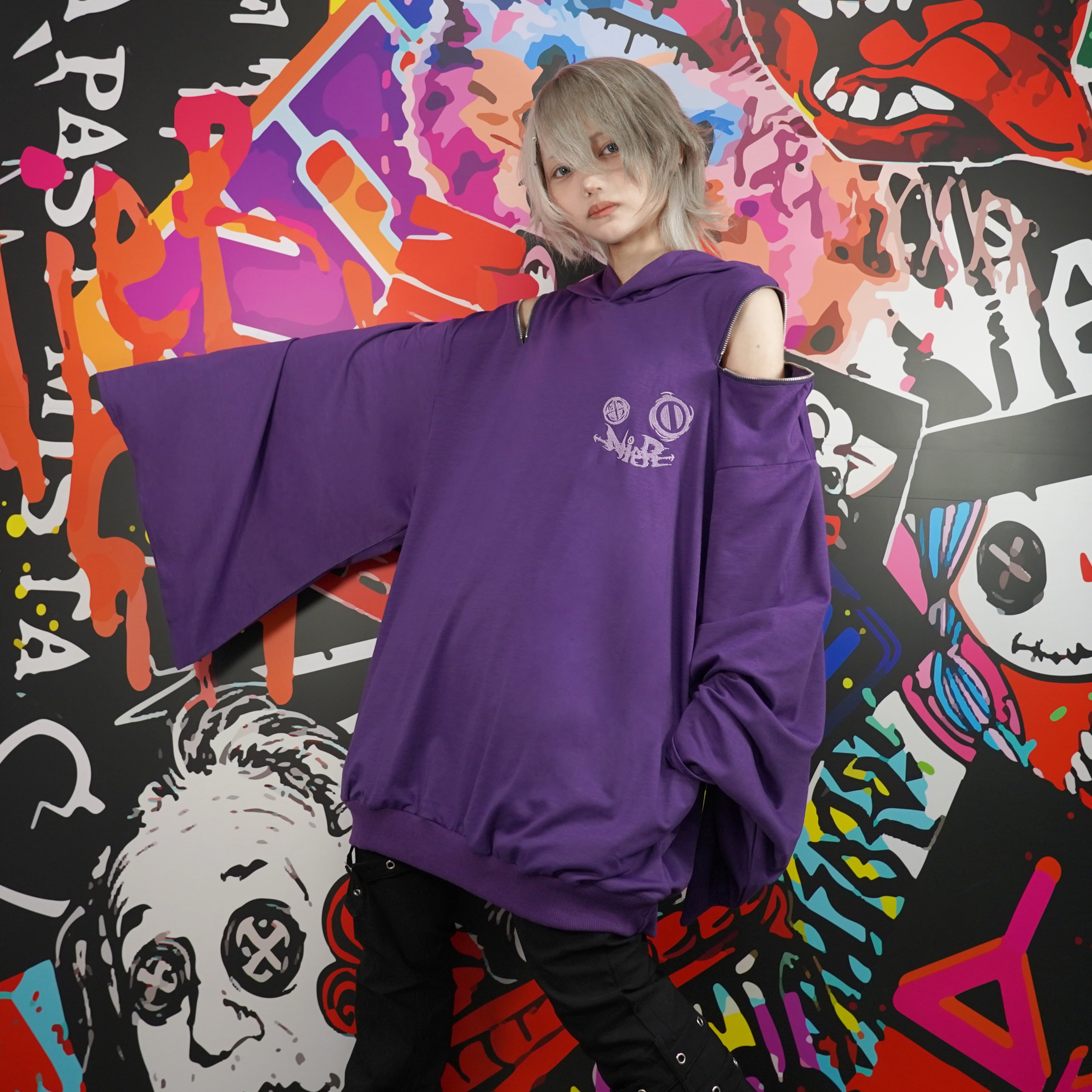 猫耳2WAY SHOULDER PURPLEポンチョ | NIER CLOTHING