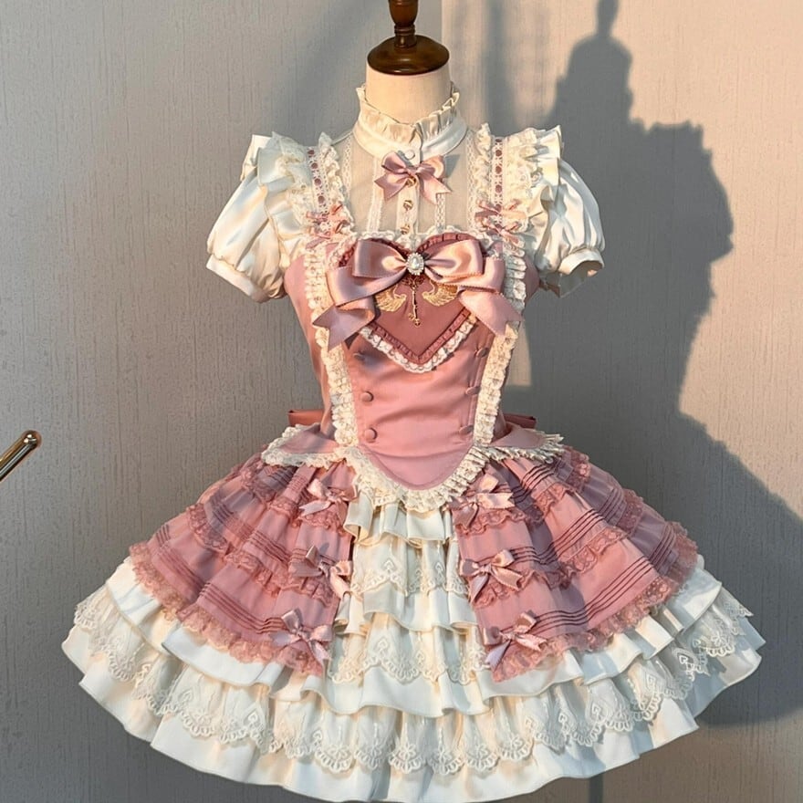 サブカル 服 地雷系 通販 ロリィタ ふわふわ ワンピース ピンク セットアップ 甘め お茶会