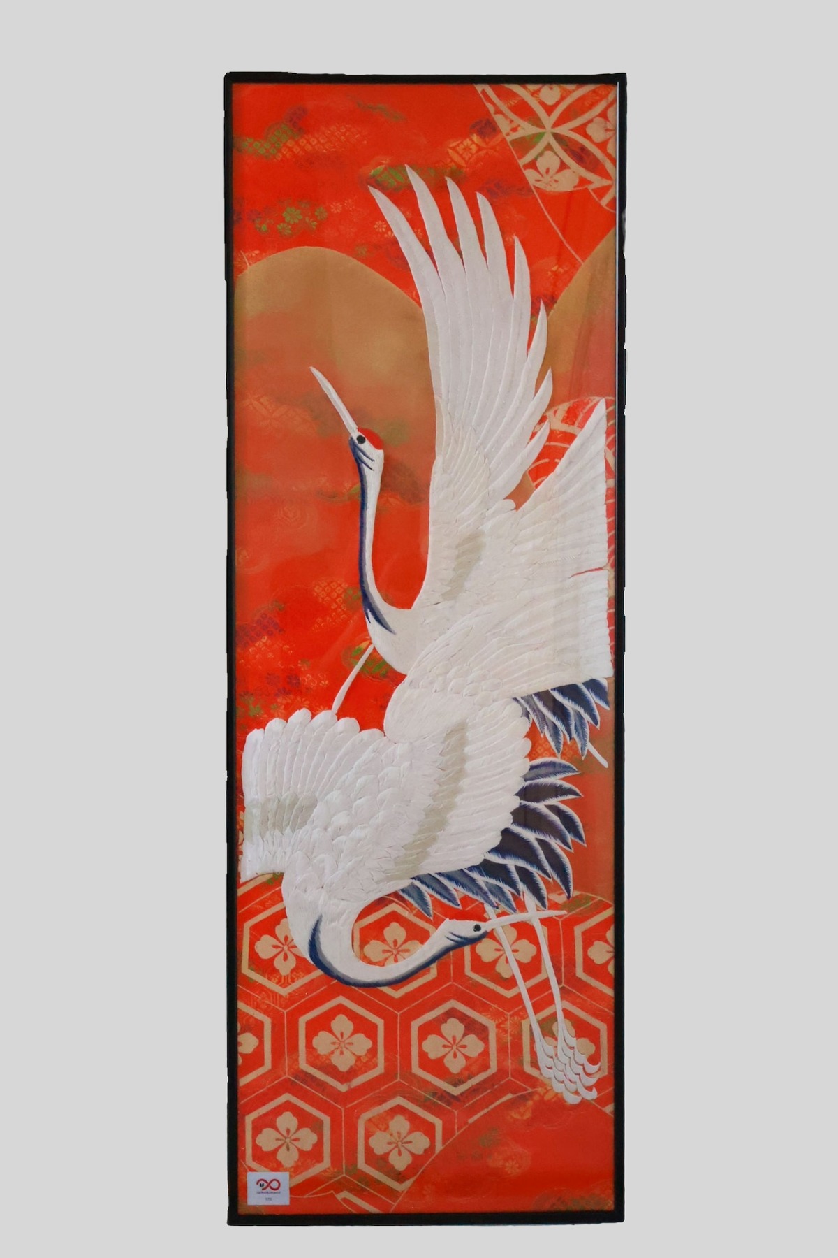 赤い鶴模様の絹の着物　85 赤い鶴模様の絹の着物