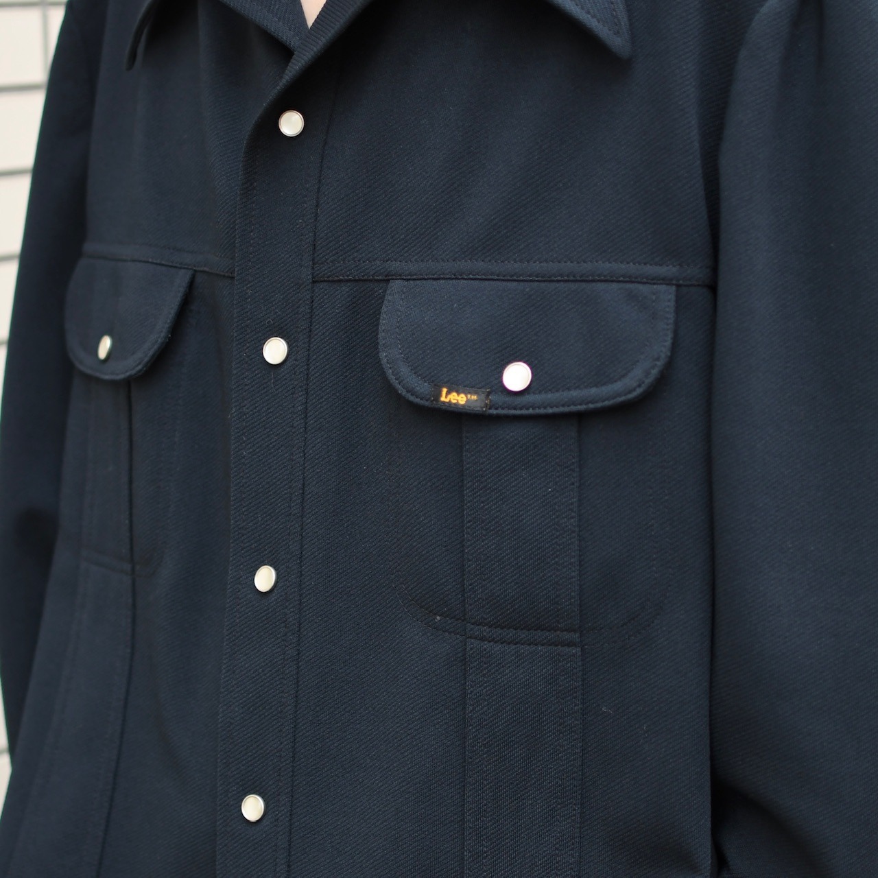 70's LEE custom short length tracker jacket navy