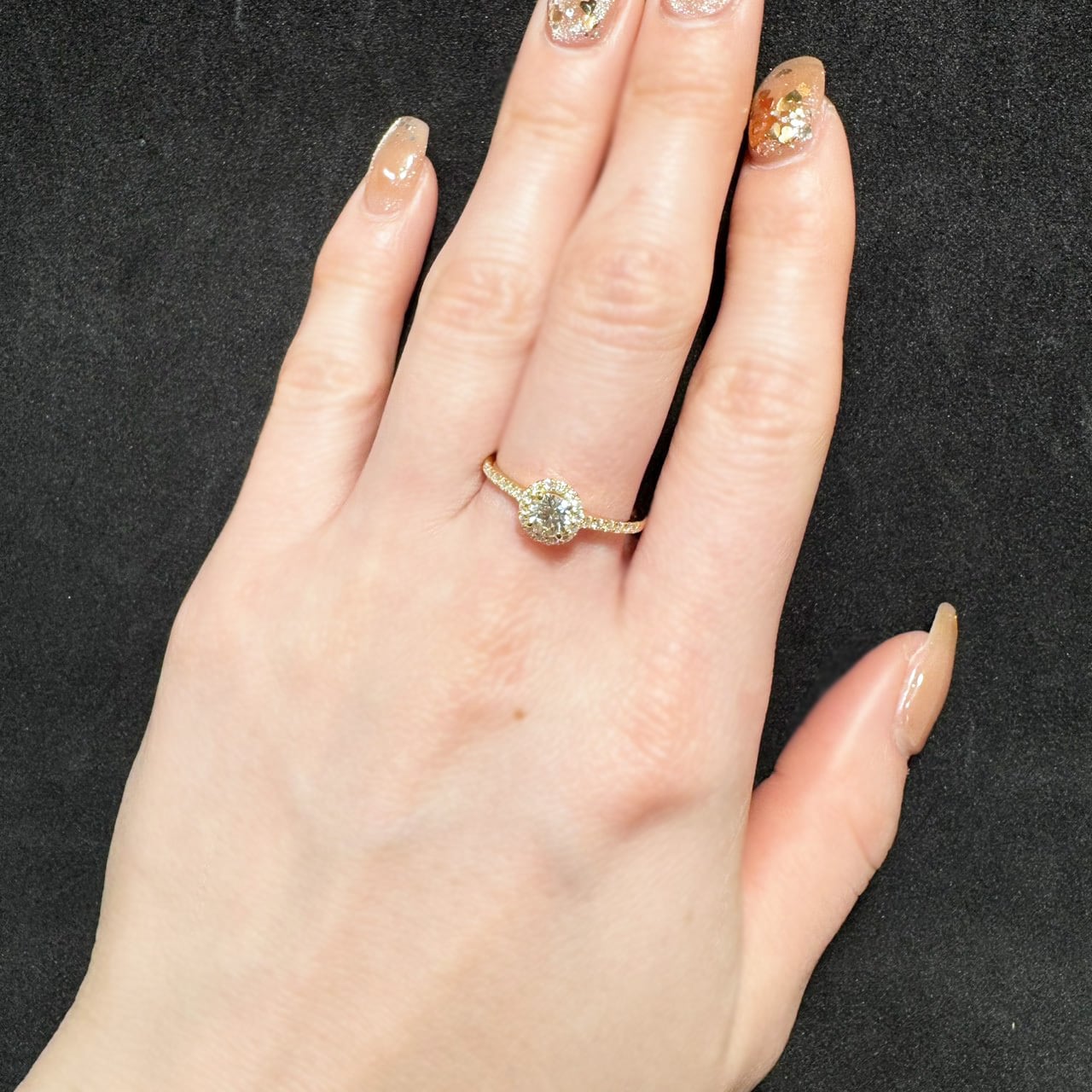 CGLソーティング付】K18YG 0.313ct ダイヤモンド 取り巻き(ヘイロー