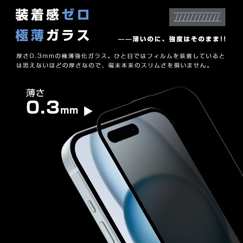 2枚セット】iPhone17 強化ガラスフィルム 覗き見防止仕様 貼付けキット
