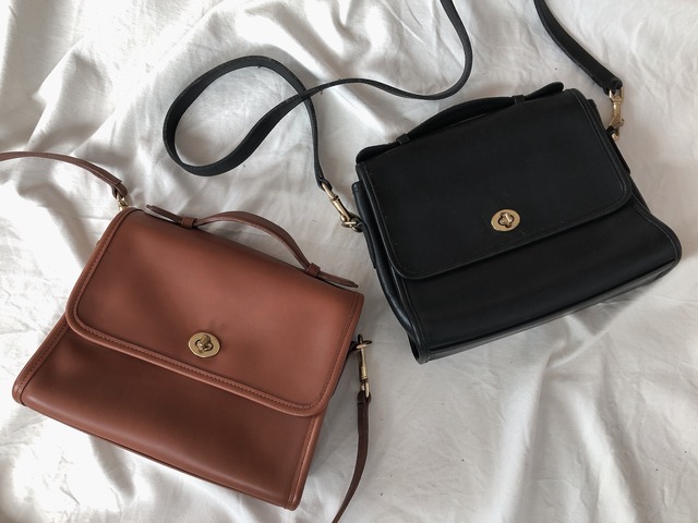 AMERICA 1990’s OLD COACH “Black Leather” 2way bag
