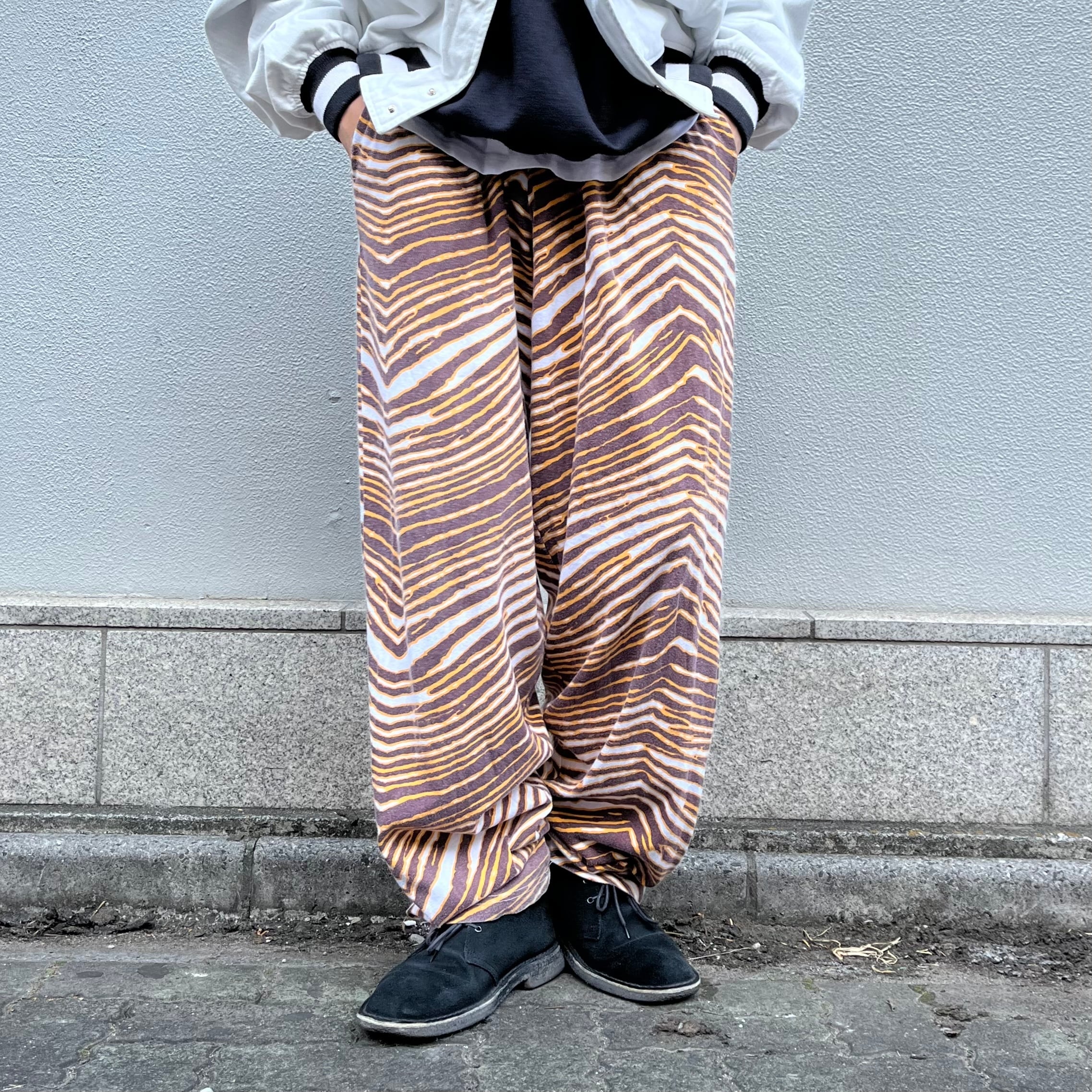 size:XL【 ZUBAZ 】イージーパンツ ゼブラ柄 黄 白 茶 古着 古着屋