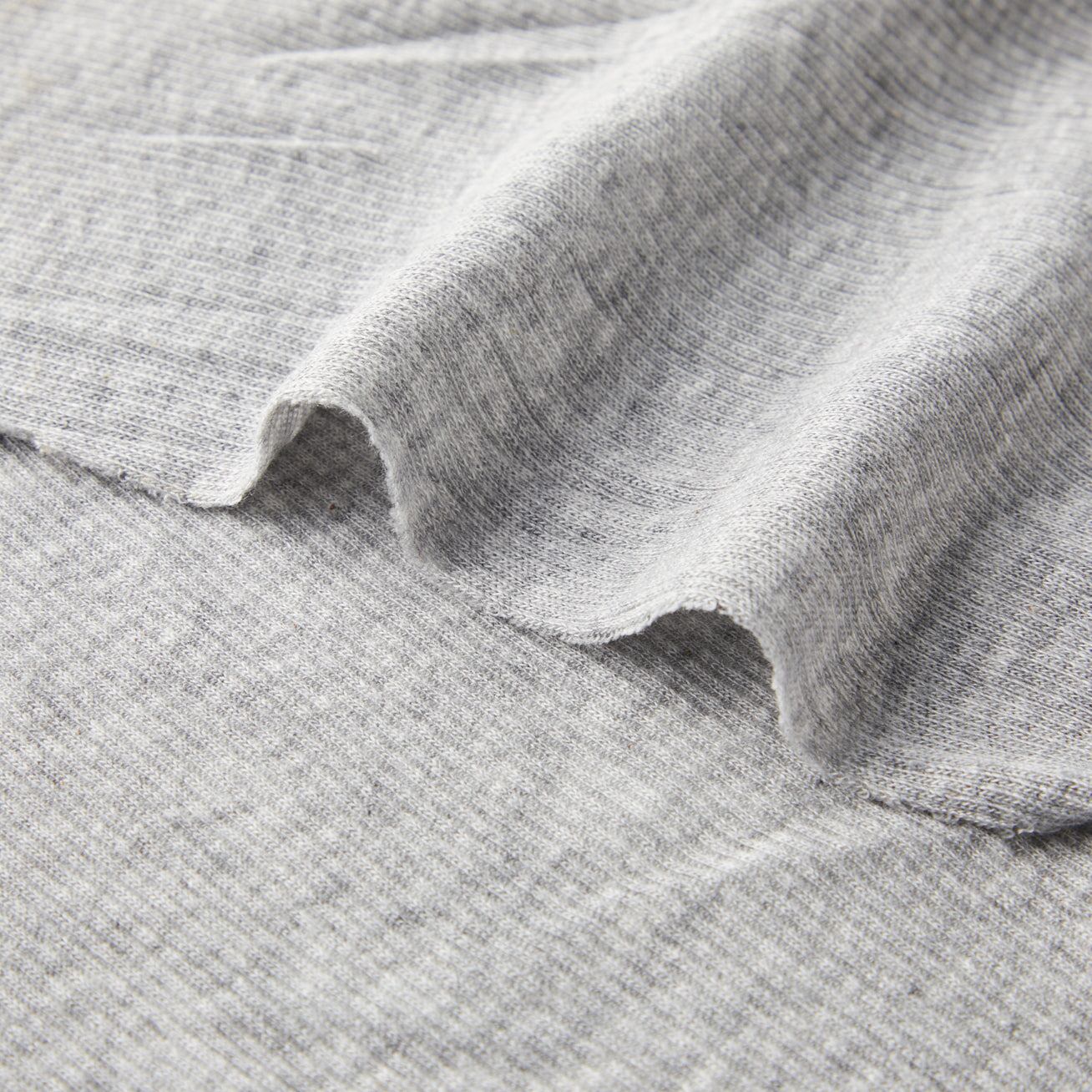 薄手のニット生地 97-470-2m-綿系-薄手フライスニット-霜降り柄-ライトグレー | 生地のM