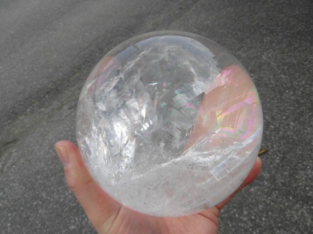 【送料無料】【高品質】約13cmブラジル産天然レインボー水晶玉