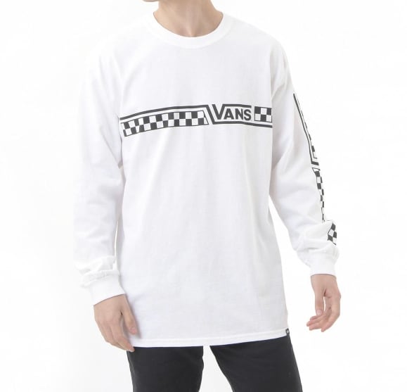 VANS (バンズ) M VANS CHECKER LINE L/STEE ロンT 長袖Tシャツ