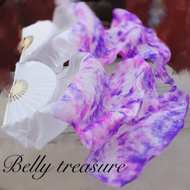 翌日発送1.5m 左右2本シルクファンベール ホワイト/パープルタイダイ HWWD 01 202305