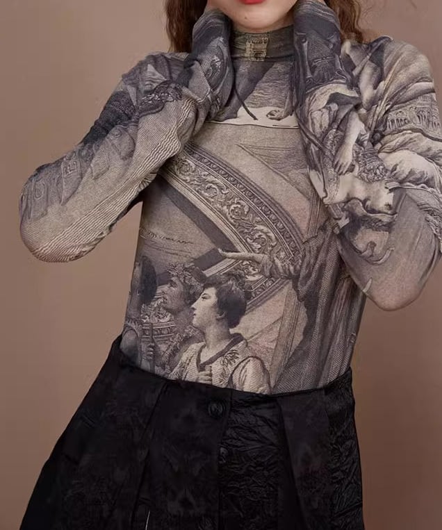 レトロアートプリントニットp0343 | poet 