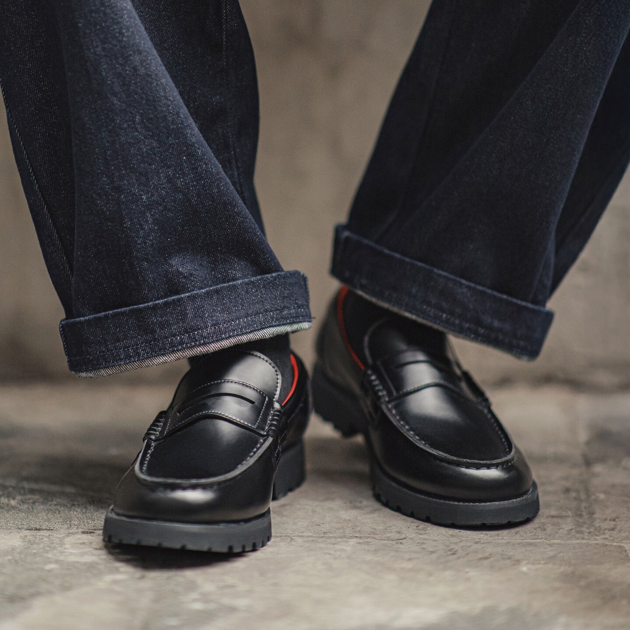 Black Split Leather Loafer / ブラック スプリット レザー シューズ ローファー
