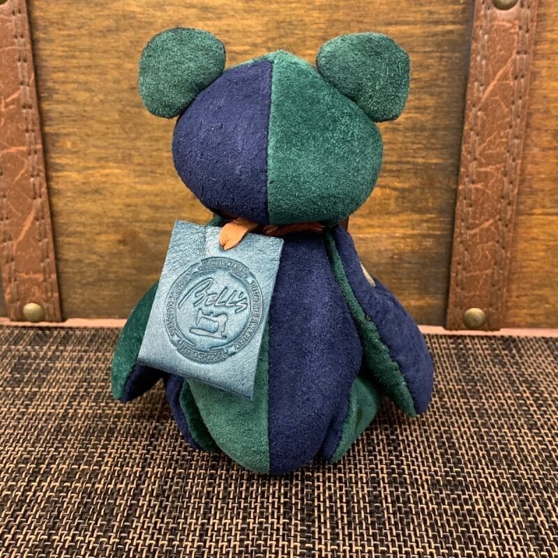 ピッグスウェードのベルベア★マイスターの手作り「ベルズベア」グリーン×ネイビー　写真の1点販売です
