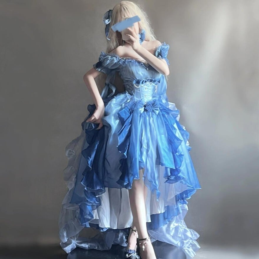 ロリィタドレス ロングドレス トレーン付き プリンセスドレス パーティ