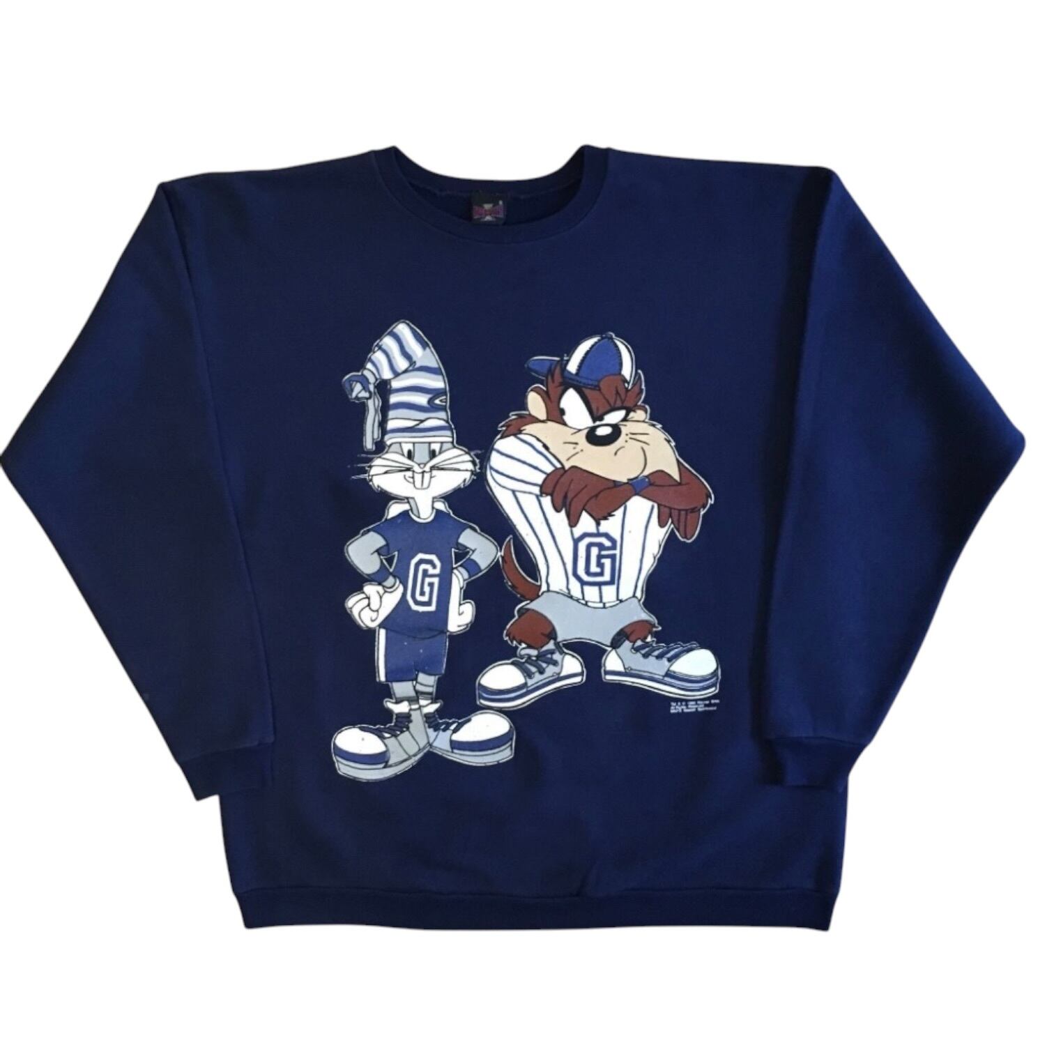 GEORGETOWN × LOONEY TUNES / Bugs Bunny & Taz Sweatshirt / Navy / 1993