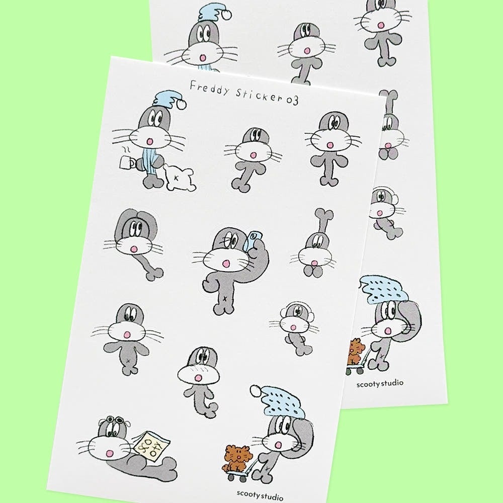 scooty studio] scooty friends ステッカー（freddy / 2シート入り