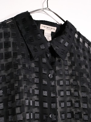 square panel pattern over silhouette sheer shirt