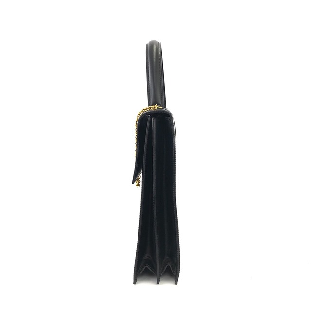 CELINE セリーヌ マンテル チェーン レザー トップハンドル ハンドバッグ ブラック vintage　ヴィンテージ　オールドセリーヌ　f27nxf