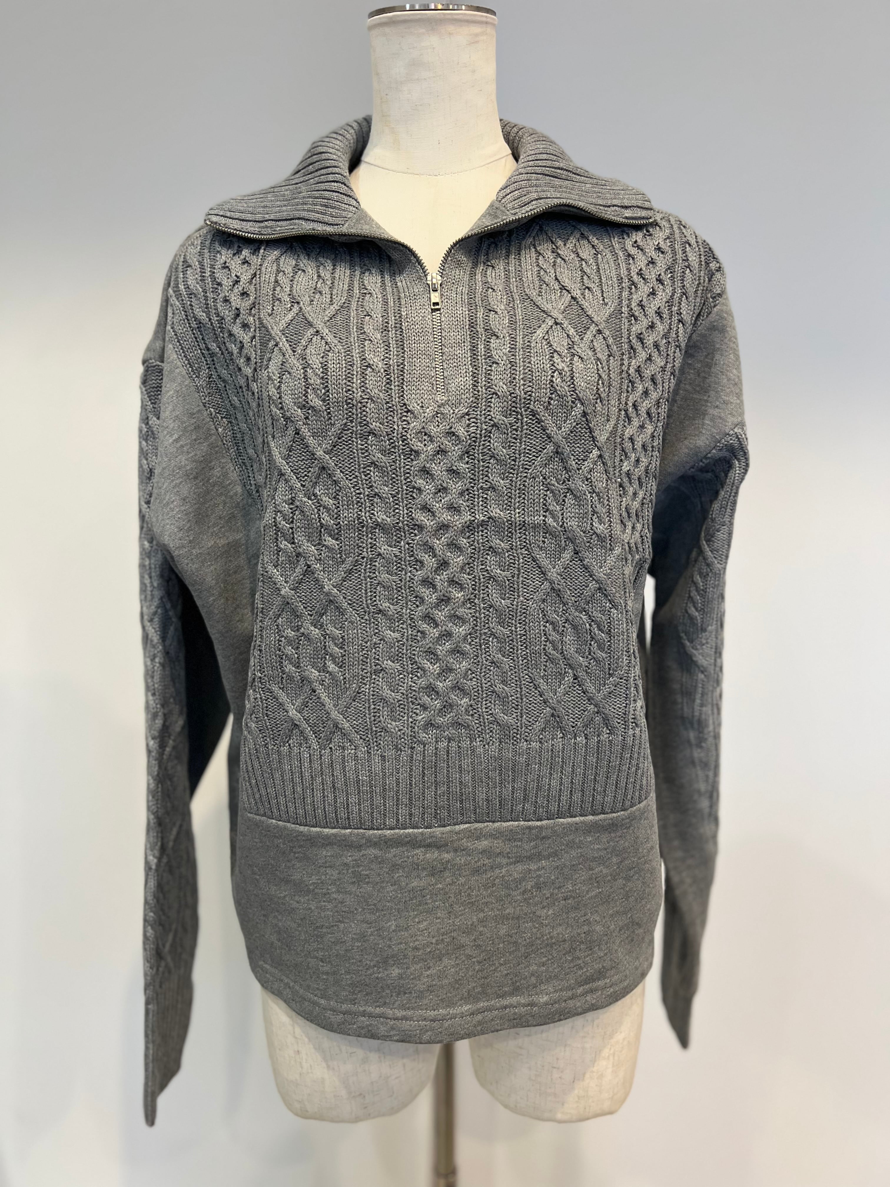 【SELECT】スウェット×ニット　ハーフZIP プルオーバー