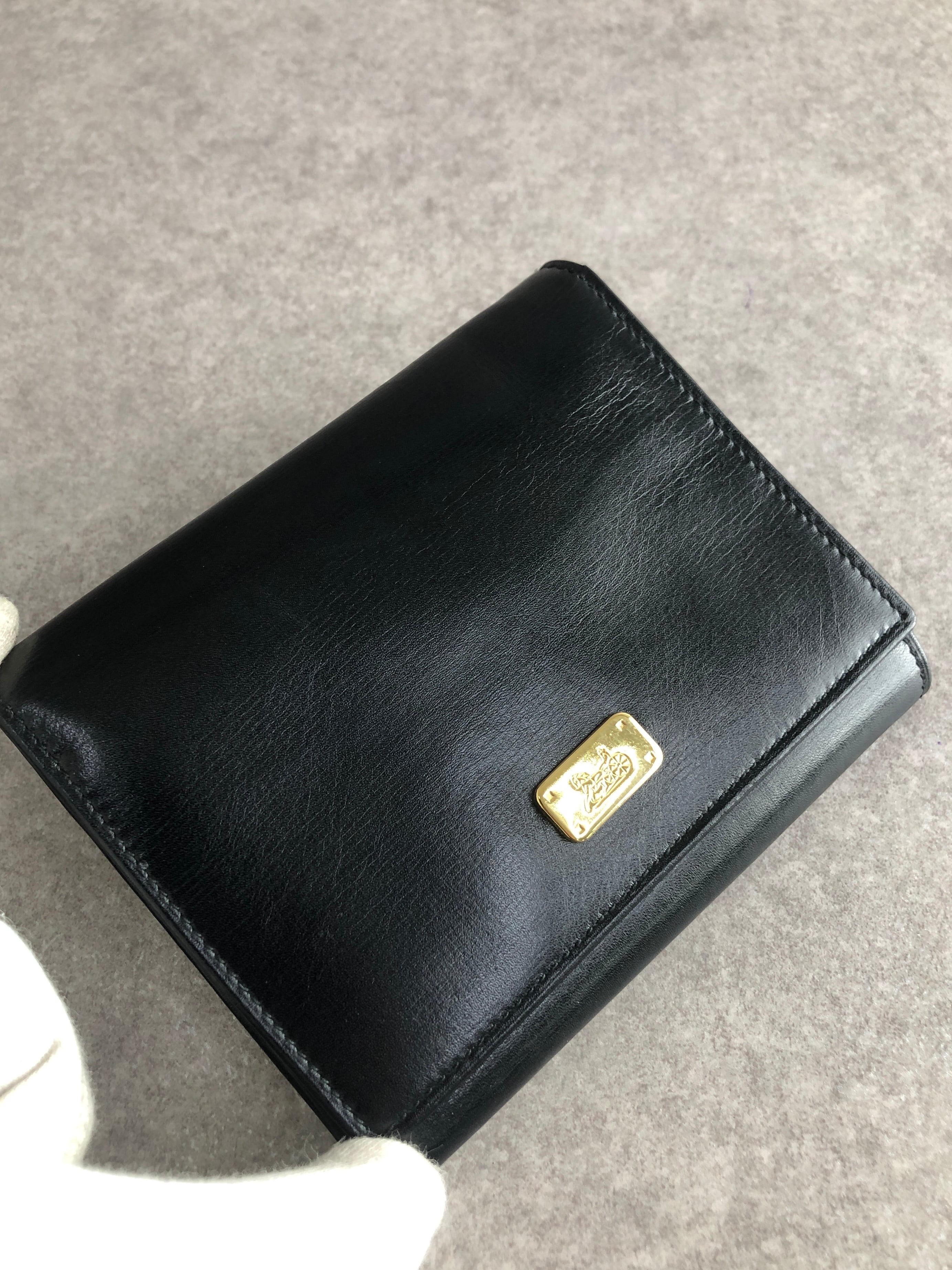 CELINE セリーヌ 財布 ブラック 馬車 レザー 三つ折り vintage
