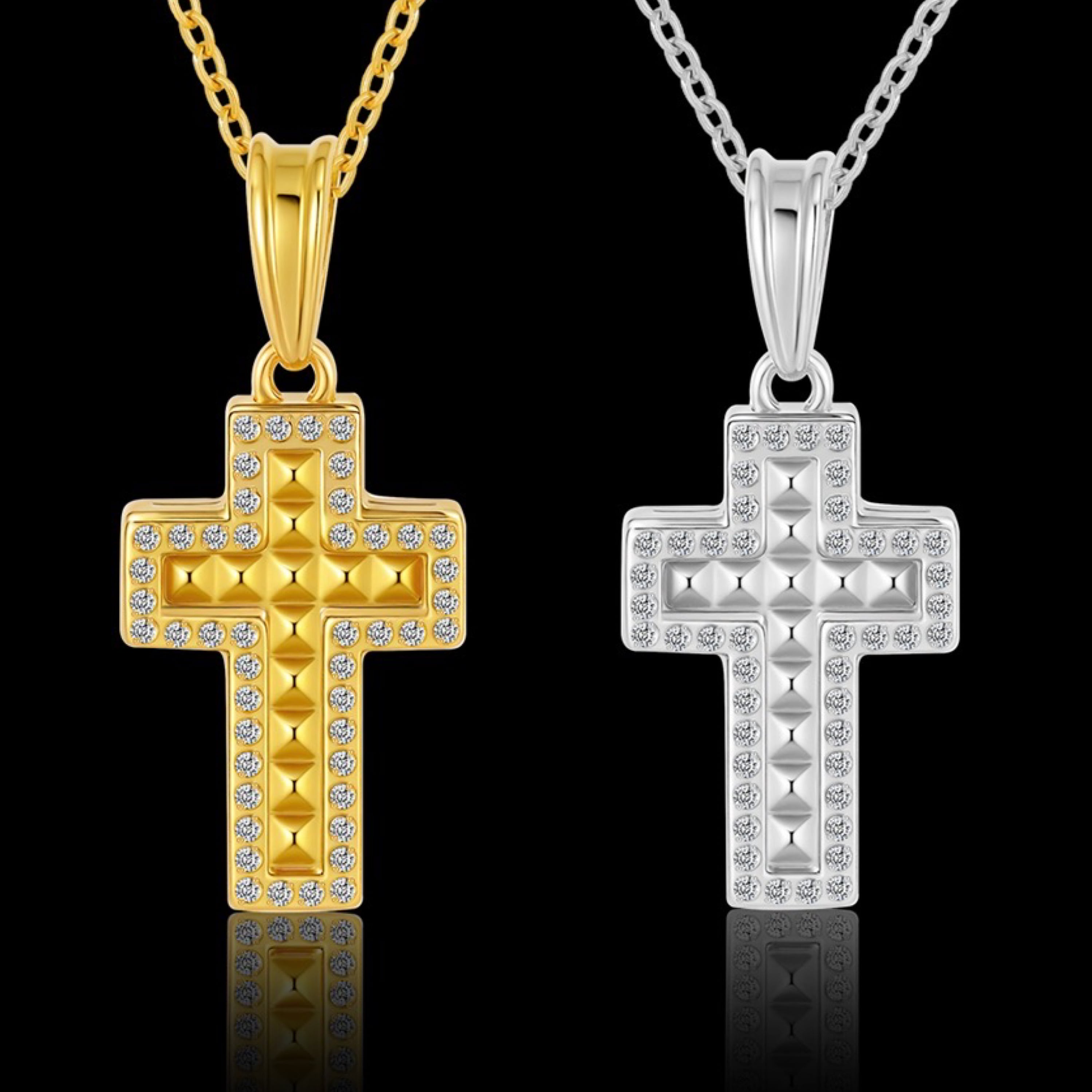 316L studs cross necklace