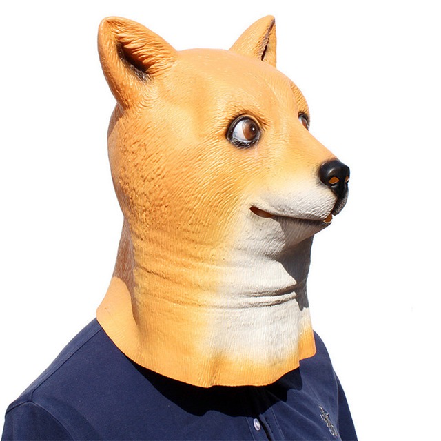 犬のマスク3 ゴム製犬種柴人間 ラバーマスク変装コスプレハロウィン 目をそらしてます Creepyclown