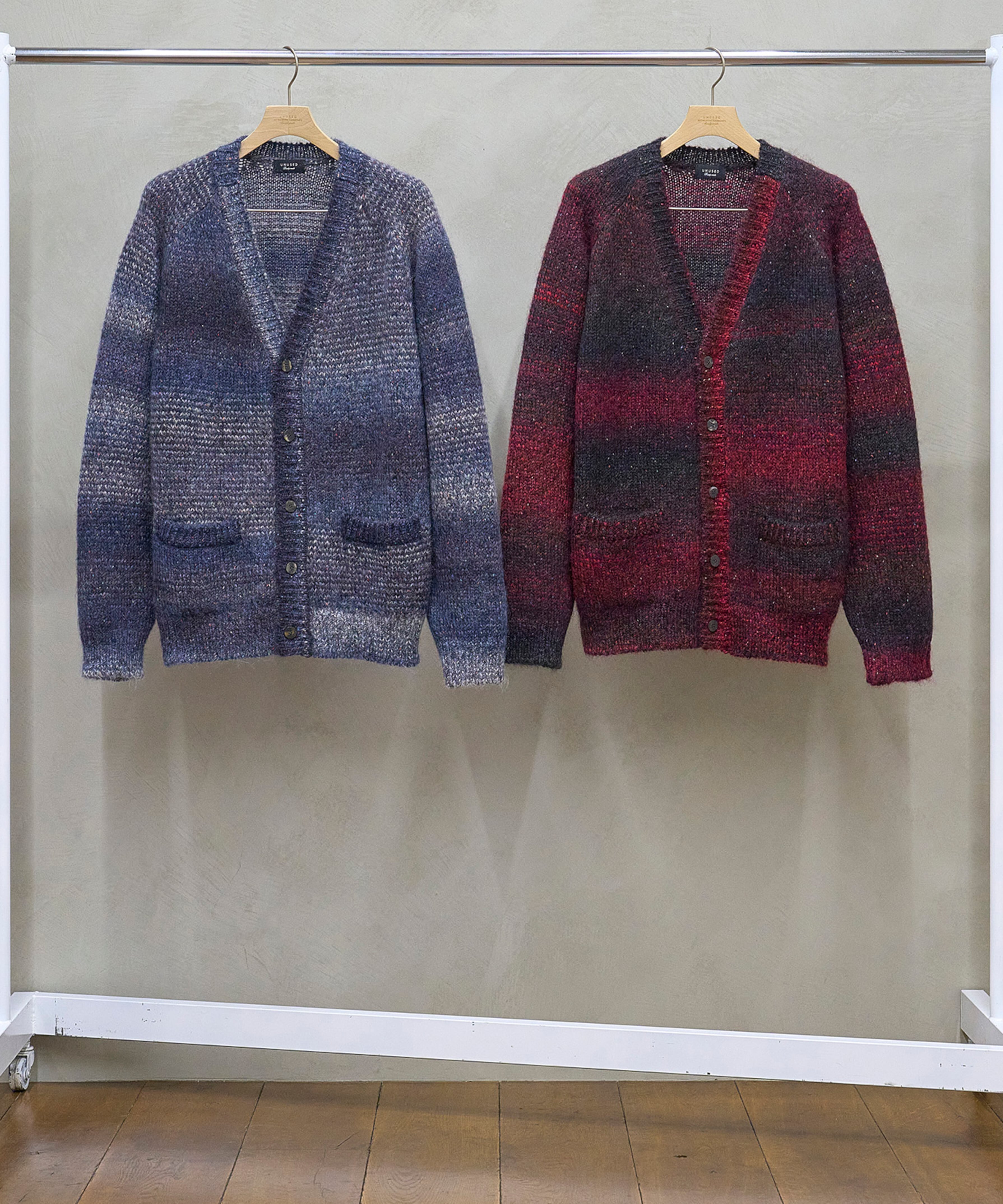 UNUSED / US2530 MOHAIR CARDIGAN (NAVY×GRAY) | AfterSchool