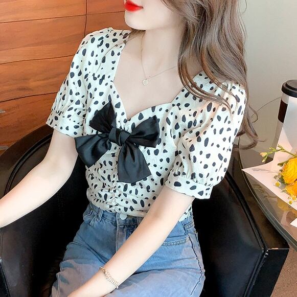 ダルメシアン柄リボンブラウス (D_036) | ANIGARA