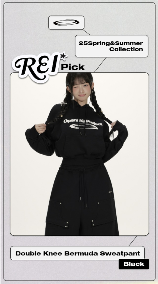 IVE レイ着用!【OPENING PROJECT】バミューダスウェットパンツ 条件付き数量限定トレカ付き!☆IVE レイ 着用!!【OPENING