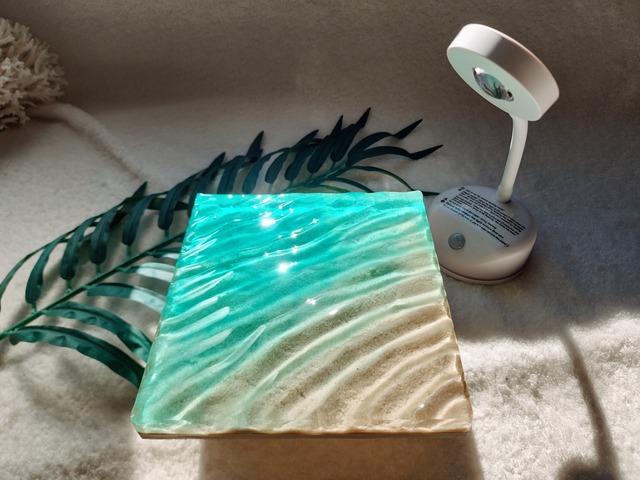 434.オーシャンレジンアート 波紋アートパネル(ライト付き)