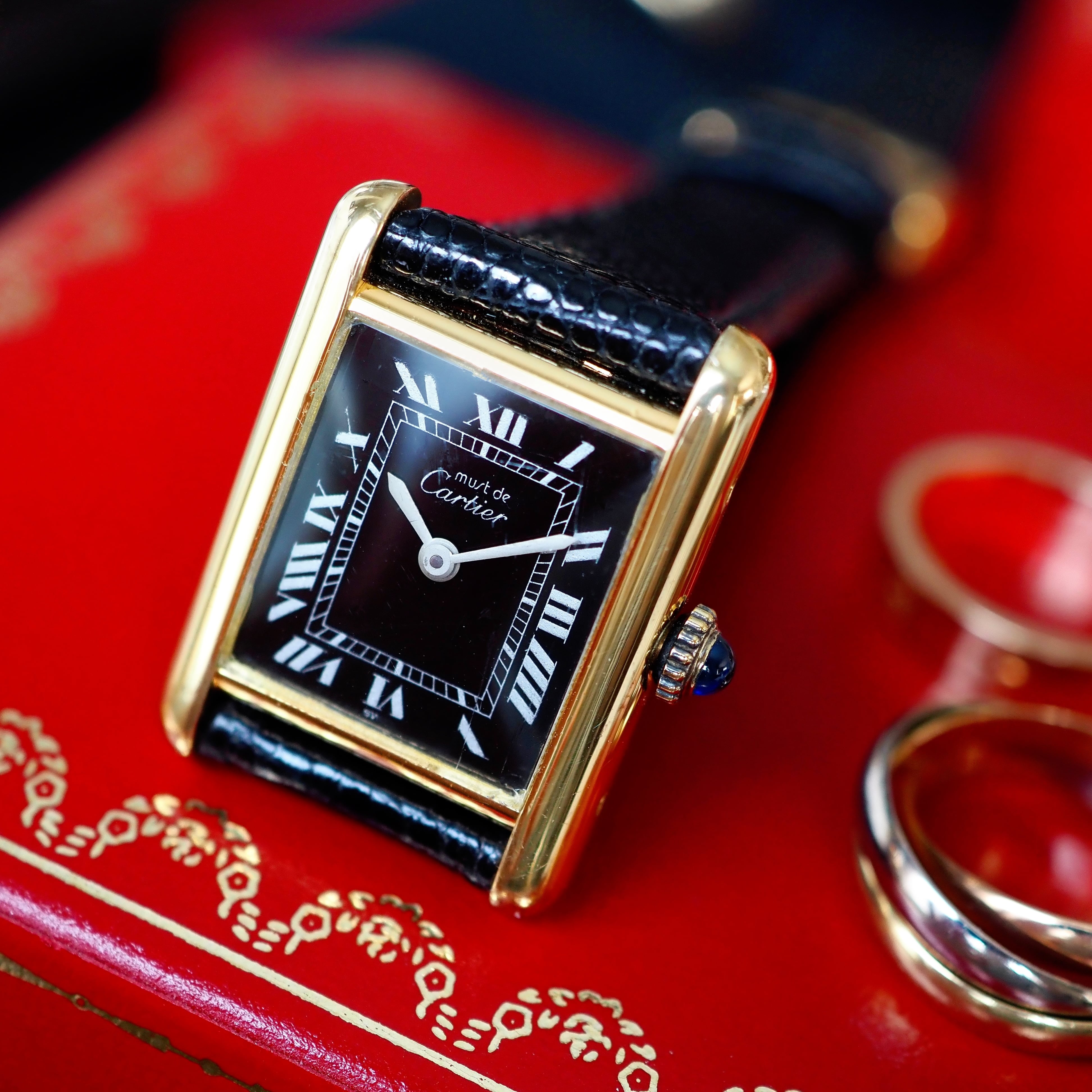 OH済 希少 Cartier カルティエ マストタンク ブラックローマン SM