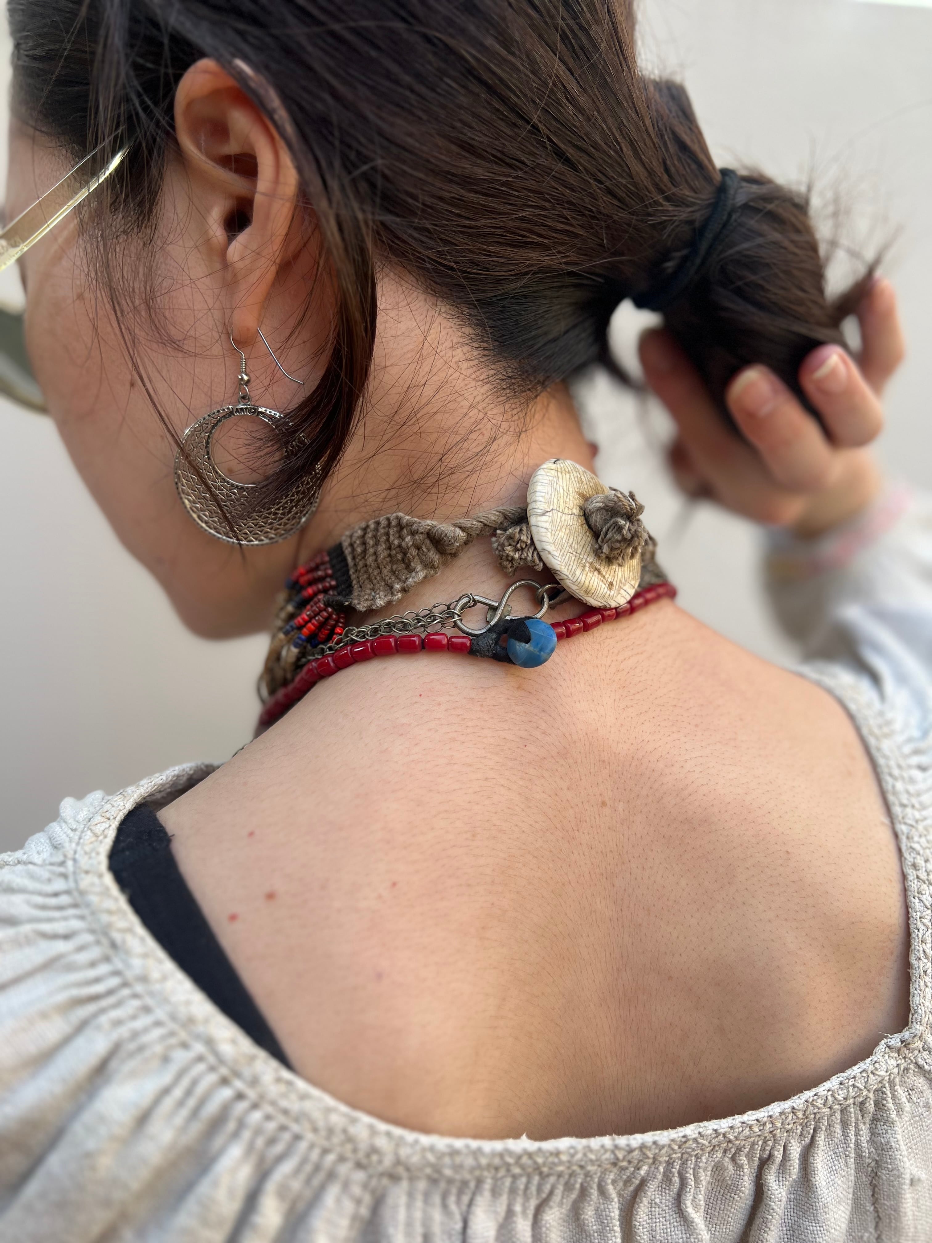 Vintage NAGA beads × shell Necklace ( ヴィンテージ ナガ族 ビーズ