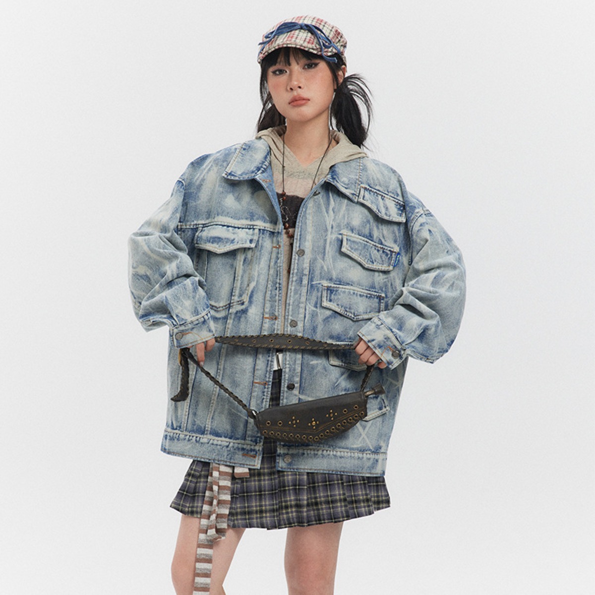 デニム ジャケット ウォッシュ加工 アウター 韓国 ストリート系 